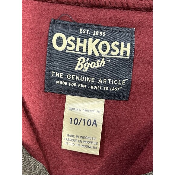 NWT Oshkosh b'gosh SZ 10 Red/Grey Long Sleeve Sweatshirt 1/4 Zip Boys - Picture 8 of 11
